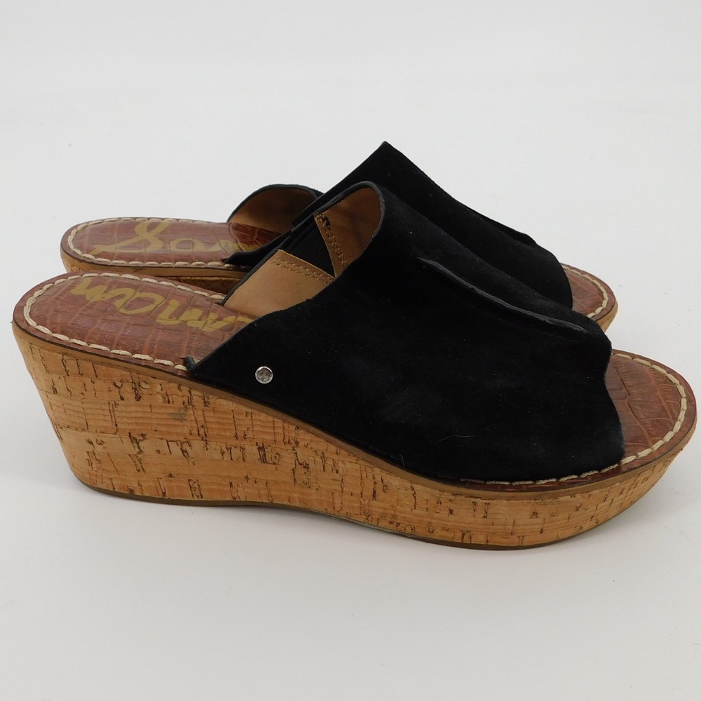 Sam Edelman Black Suede Cork Mules